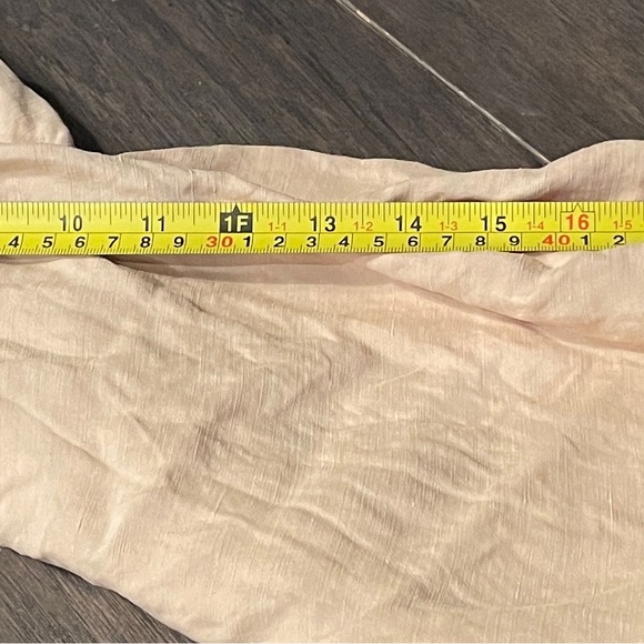 HALSTON Wide Leg Linen Blend Pants Beige Metallic Thread Elastic Waist Women's M - Picture 4 of 10